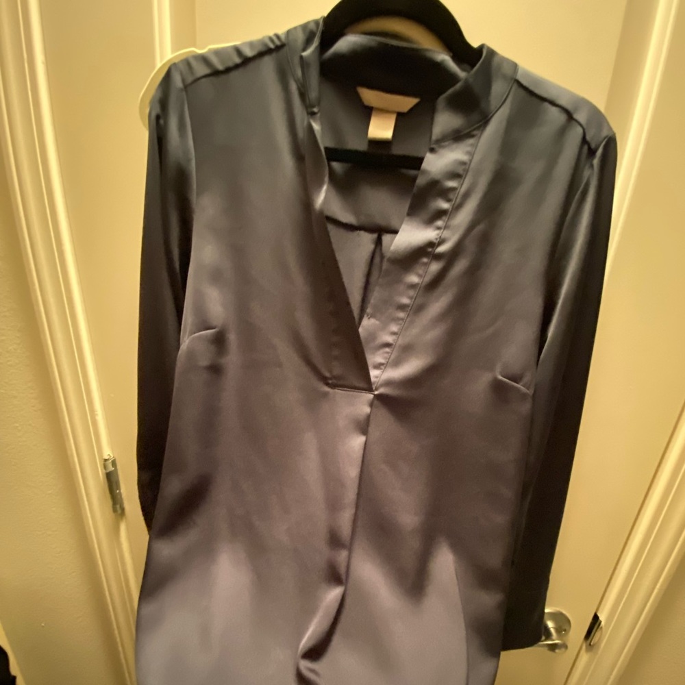 Blue silky blouse